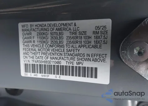 2025 Honda Cr-V Hybrid Sport-L z USA, uszkodzony, nr VIN 7FARS6H88SE110480